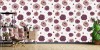 Wizualizacja tapety do pokoju dziennego, sypialni, salonu, przedpokoju, biura z motywem kwiatowym, przedstawia piękne, różowe piwonie, na białym tle.