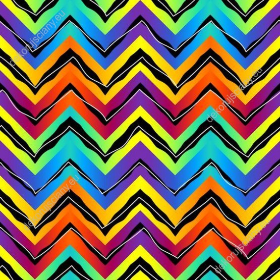 Wzornik tapety do pokoju dziennego, dziecięcego, młodzieżowego, sypialni, salonu, przedpokoju, biura w tęczowe szlaczki geometryczne.