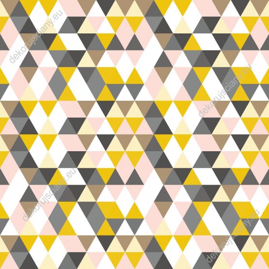 Wzornik tapety do pokoju dziennego, dziecięcego, młodzieżowego, sypialni, salonu, przedpokoju, biura. Tapeta z geometrycznym wzorem, w kolorowe trójkąty.