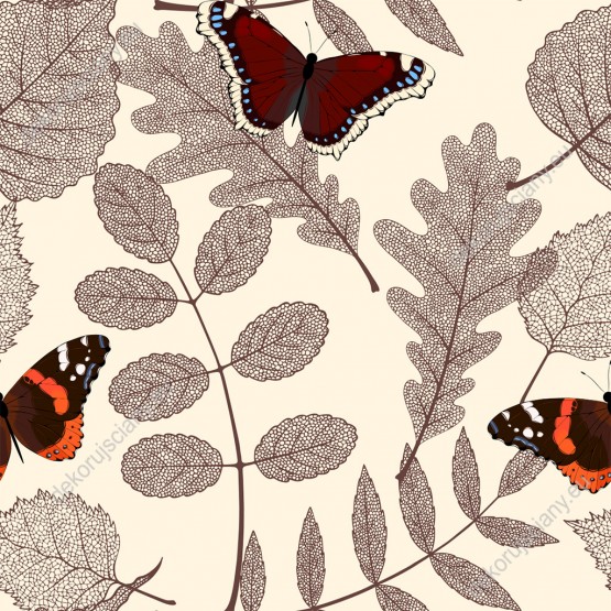 tapeta-do-sypialni-motyle-na-jesiennych-lisciach