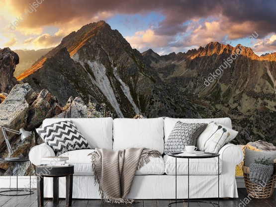 Wizualizacja fototapety panoramiczna z widokiem gór w Tatrach Wysokich do pokoju dziennego, młodzieżowego, salonu, sypialni, biura.