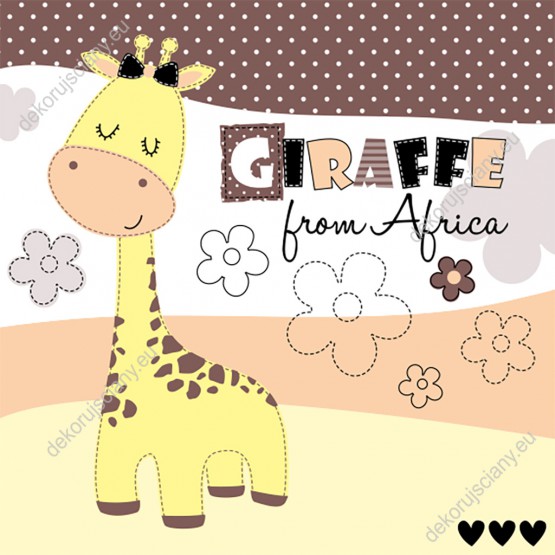 Wzornik fototapety do pokoju dziecięcego z uroczą żyrafą z Afryki.