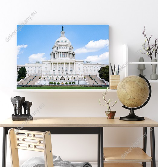 Wizualizacja obrazu z widokiem na budynek Kapitolu Stanów Zjednoczonych w stanie Waszyngton. Obraz do pokoju dziennego, sypialni, salonu, biura, gabinetu, przedpokoju i jadalni.