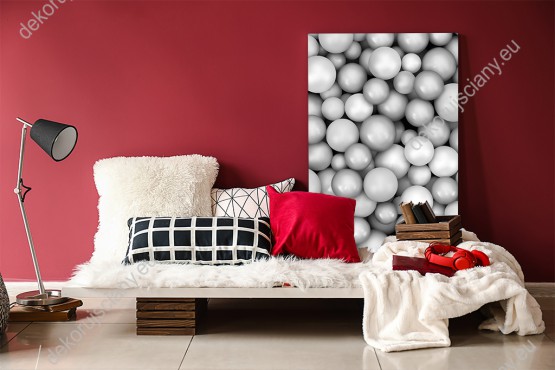 Wizualizacja obrazu z efektem 3D przedstawia biało-szare korale ułożone w nieładzie. Obraz do pokoju dziennego, młodzieżowego, salonu, sypialni, gabinetu, biura, przedpokoju i jadalni.