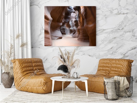 Wizualizacja obrazu z widokiem szczelin skalnych Kanionu Antylopy w USA, przeznaczony na ścianę do salonu, sypialni, gabinetu, biura, przedpokoju.