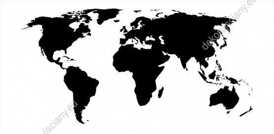 Wzornik fototapety z czarnymi kontynentami na białym tle.
