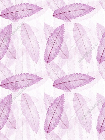 Wizualizacja tapety, opadające, różowe liście na jasnym tle.