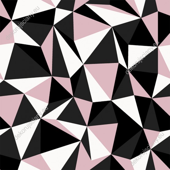 Wizualizacja tapety, kolorowe trójkąty - czarne, różowe i białe.