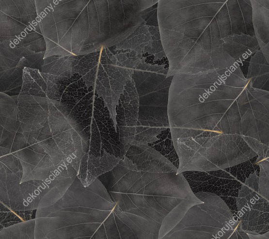 Wizualizacja tapety, liście w kolorze ciemnej szarości.