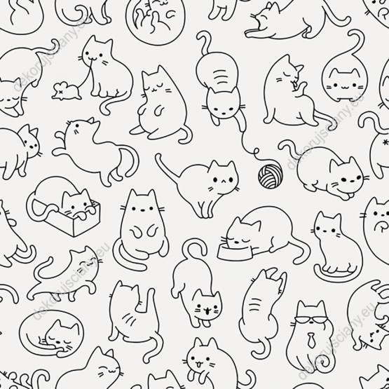Wizualizacja tapety, bawiące się kotki na szarym tle.