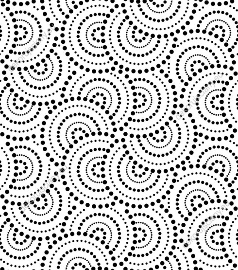Wizualizacja tapety, wzór nakładających się kół z czarnych kropek na białym tle.