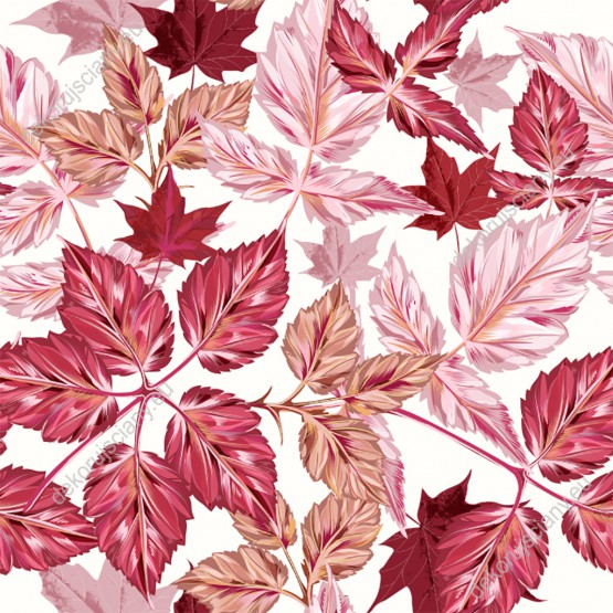 Wizualizacja tapety, liście w barwach jesieni.