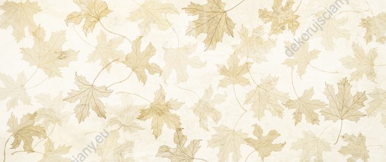 Wzornik tapety, spadające, pastelowe liście klonu na kremowym tle.