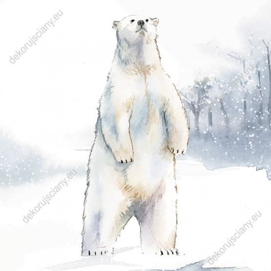 Wzornik fototapety, biały niedźwiedź polarny zimową porą.