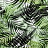 Wizualizacja tapety do pokoju dziecięcego i młodzieżowego, pokoju dziennego, sypialni, salonu, przedpokoju, biura. Tapeta w czarne i zielone tropikalne liście palm.