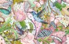 Wzornik tapety do pokoju dziecięcego i młodzieżowego, pokoju dziennego, sypialni, salonu, przedpokoju, biura. Tapeta utrzymana w wiosennym stylu. Przedstawia ptaki kolibry na tle wiosennych kwiatów, w barwach różowych i zielonych.