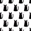 Wizualizacja tapety na ścianę do pokoju dziecięcego, w czarne koty, na białym tle.