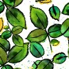 Wizualizacja tapety do pokoju dziennego, sypialni, salonu, przedpokoju, biura z motywem tropikalnym. Tapeta przedstawia malowane, zielone liście egzotycznych roślin, na białym tle.