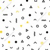 Wzornik tapety do pokoju dziennego, dziecięcego, młodzieżowego, sypialni, salonu, przedpokoju, biura w żółte i czarne abstrakcyjne wzory geometryczne, na białym tle.