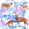 Wzornik tapety do pokoju dziecięcego, młodzieżowego, dziennego, sypialni, salonu, przedpokoju. Tapeta przedstawia rodzinę jeleni w na abstrakcyjnym tle w kolorach różowo-fioletowych.