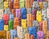 Wizualizacja tapety na ścianę do pokoju dziecięcego. Tapeta z dużą rodziną, wesołych, kolorowych kotów.