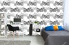 Wizualizacja tapety na ścianę do pokoju młodzieżowego, sypialni, salonu. Tapeta przedstawia biało-czarne motocykle.