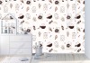 Wizualizacja tapety do pokoju dziennego, dziecięcego. Tapeta z uroczymi chomikami jedzącymi słodkości.
