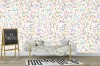 Wizualizacja tapety na ścianę do sypialni, pokoju dziecięcego i młodzieżowego w kolorowe, tęczowe kreski, na białym tle.