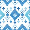 Wizualizacja tapety, aztecki wzór w odcieniach koloru niebieskiego na białym tle.