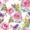 Wizualizacja tapety, wiosenne, różowe bukiety kwiatów na białym tle.