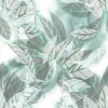 Wizualizacja tapety, podłużne liście w odcieniu szarości i zieleni na białym tle.