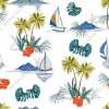 Wizualizacja tapety, żaglówki wśród tropikalnych wysp.