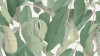 Wizualizacja tapety, duże liście w odcieniach zieleni na jasnym tle. 