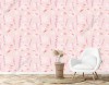 Wizualizacja tapety, wiosenne kwiaty w kolorze różu na różowym tle.