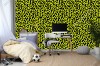 Wizualizacja tapety do pokoju dziennego, sypialni, salonu, przedpokoju, biura w zielone mikroorganizmy, na czarnym tle.
