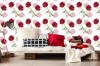 Wizualizacja tapety do pokoju dziennego, sypialni, salonu, przedpokoju, biura w delikatne czerwone róże, na białym tle.