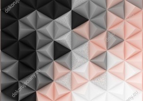 Wzornik obrazu do pokoju dziennego, dziecięcego, młodzieżowego, sypialni, salonu, biura, gabinetu, przedpokoju. Fototapeta we wzory geometryczne z efektem 3D i paletą modnych kolorów takich jak pastele, szarości, czerń i marmurkowa mozaika.