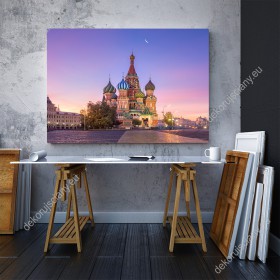 Wizualizacja obrazu z widokiem Cerkwi Wasyla Błogosławionego w Moskwie. Pospolicie zabytkowe budowle zwane są Kremlem moskiewskim i ładnie będą wyglądały na ścianie sypialni, pokoju dziennego, salonu, gabinetu czy biura.