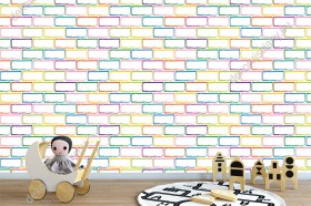 Wizualizacja tapety do pokoju dziecięcego, młodzieżowego w mur z kolorowych cegieł.